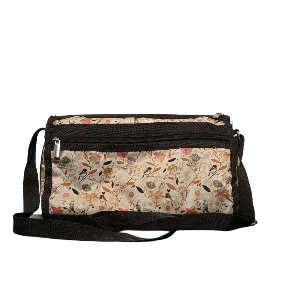 Braciano Shoulder Bag with Brown Trim – Boho Floral Nature Everyday Purse